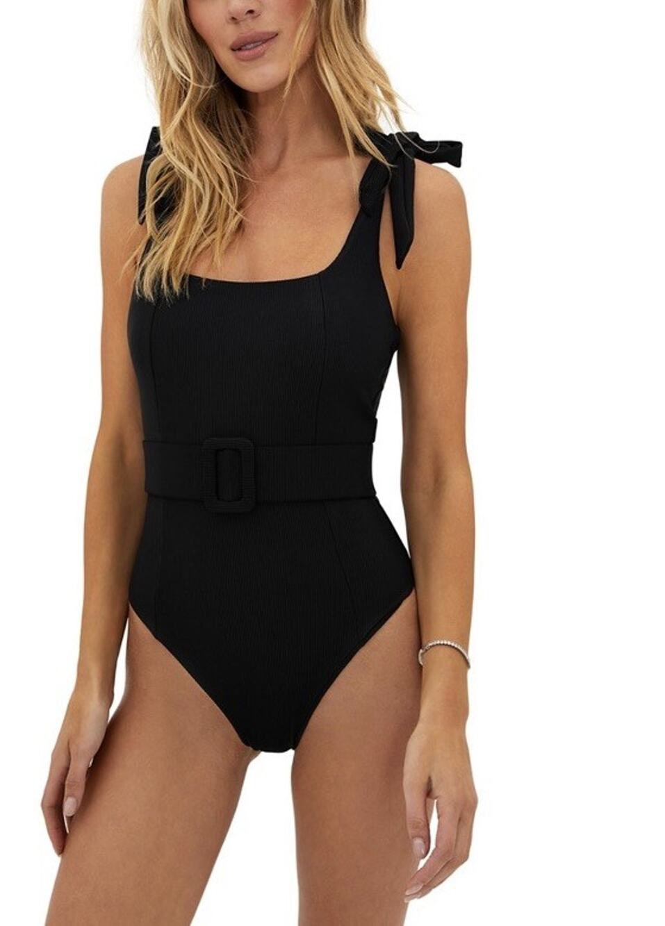 BEACH RIOT Sydney One Piece Swimsuit Black Ribbed Sz L NWT $188